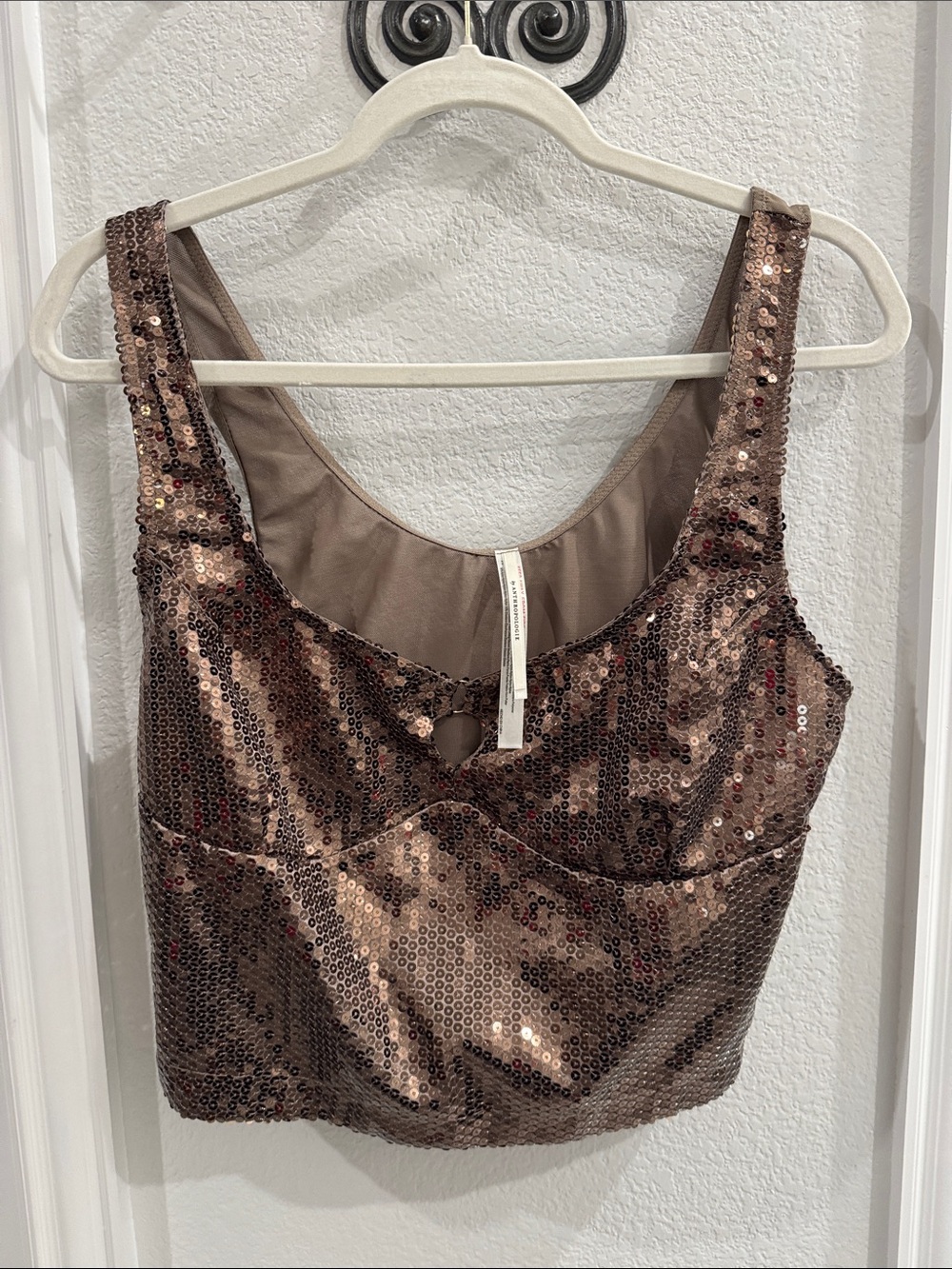 Anthropologie Rose Gold Sequin Tank Top